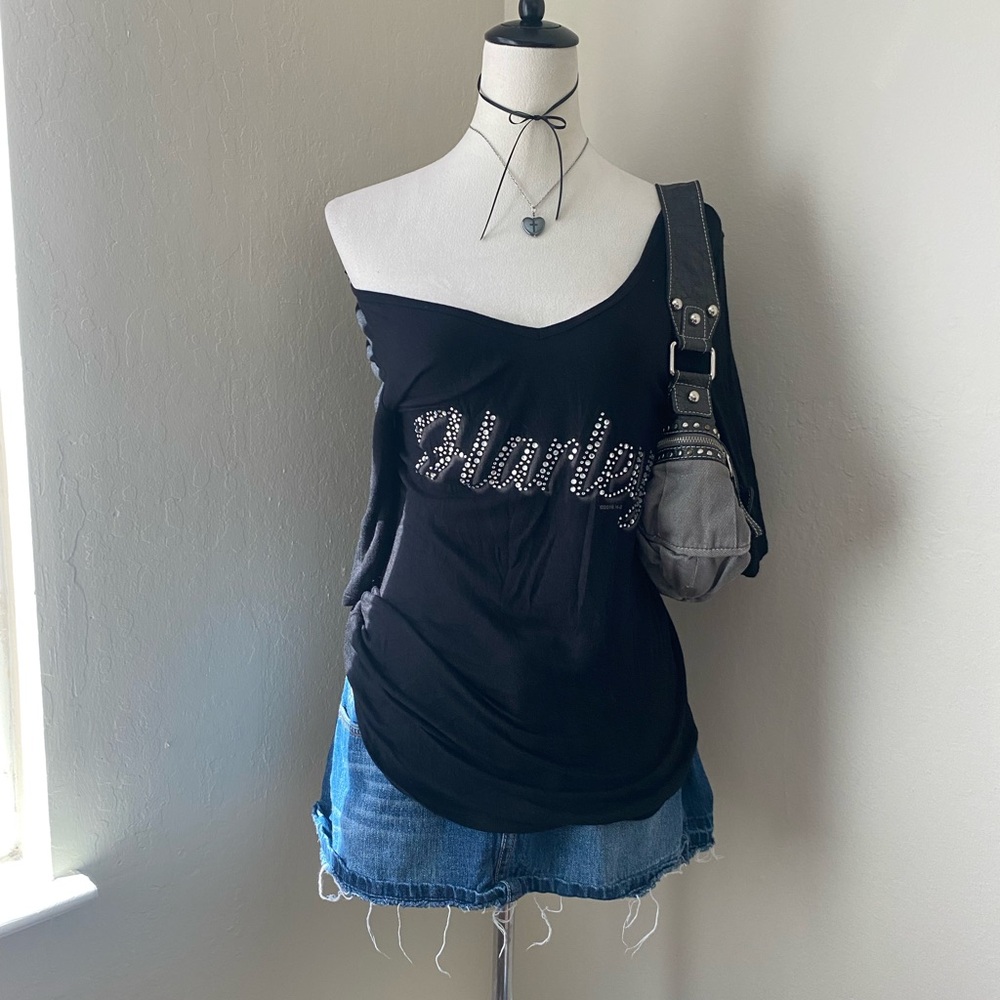 Harley-Davidson Black Top with Silver Chain